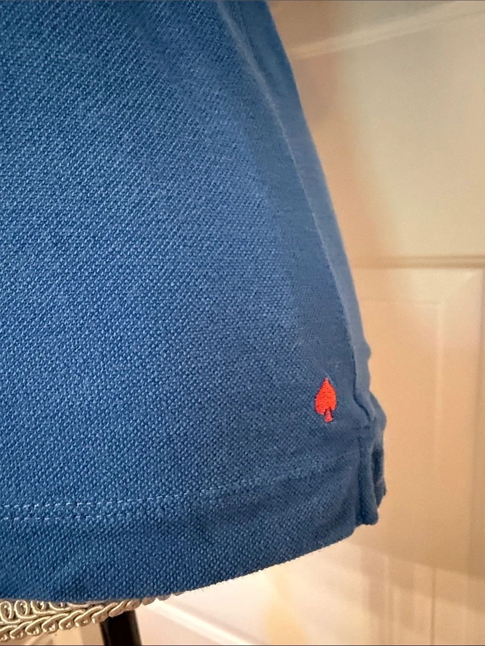KATE SPADE TOP POLO SHIRT BLUE SHORT SLEEVE TEE PINK ACCENT Size S